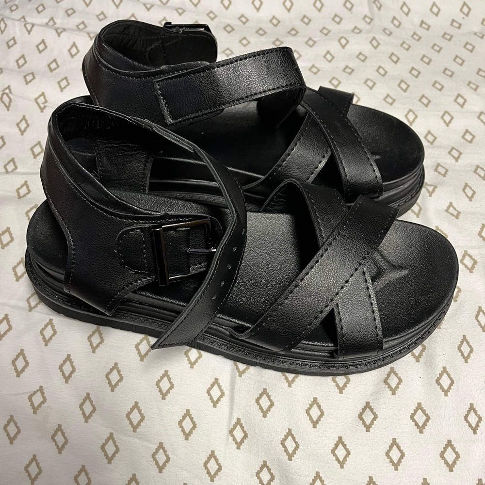 Black wedge sandal